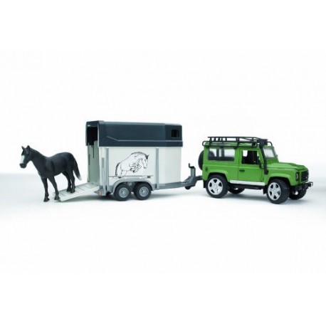 BRUDER-Land Rover Defensar - Vehicle amb remolc per cavalls