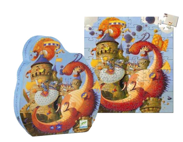 DJECO-PUZZLE Silueta Vaillant y el dragón